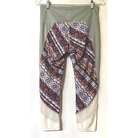 Athleta Leggings Women's Medium Multicolor Floral Mesh Capris - Picture 4 of 16